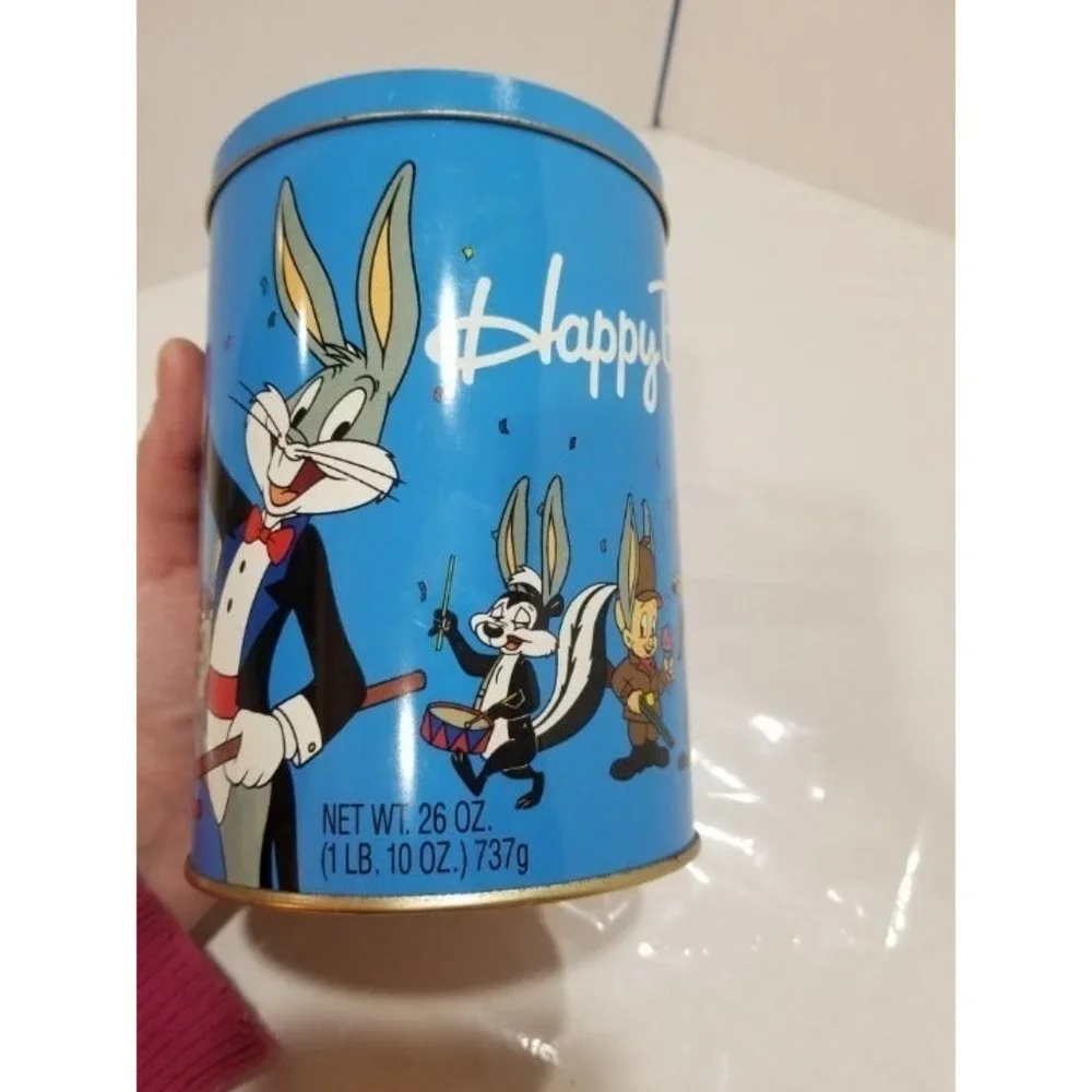 1989 Warner Bros Vintage Loony Tunes Happy Birthday‎ Bugs Blue Tin